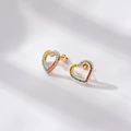 Elegante goldene Herzohrringe mit bunten Zirkonsteinen im minimalistischen Stil für Damen - Gold/Mehrfarbiger Zirkonia