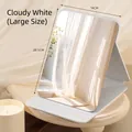 Specchio per trucco pieghevole da tavolo in bianco nebbia cornice in plastica - 14x20,5 cm / Sottile e Portatile / Bianco Nuvola (Grande)