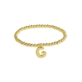Adjustable 18k gold plated beaded bracelet with a prominent letter G charm dangle - Letter G
