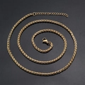 Collier chaîne épi dorée en acier inoxydable avec fermoir mousqueton de haute qualité - Chaîne Panier Dorée 3.0*60