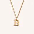 Gepolijste 18k gouden ketting met letter B-hanger en een minimalistische schakel - Goud B