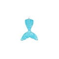 Detailed view of a gradient blue resin mermaid tail pendant with shimmering glitter finish - Blue with Glitter Style (4号色)