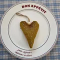 Mustard yellow fabric heart ornament with gold glitter and rustic jute twine - Heart - Khaki