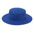 Classic bright blue boater hat with wide brim and spiral woven texture for summer beach - M (56-58cm) / Sapphire Blue