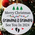Merry Christmas Grandma and Grandpa 2024 ceramic ornament hanging on a festive tree - C (7*7) 2024 Grandma & Grandpa - White Acrylic