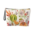 Borsa da trucco portatile per il Ringraziamento con zucche ad acquerello e motivi floreali - Stampa Frutta e Fiori del Raccolto-Con Cinturino da Polso(xy-042-03)