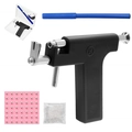 Professional stainless steel ear piercing gun kit with silver studs and marking pen - Ear Gun Kit (Includes 98 Studs + Ear Plugs) / Black
