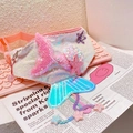 Pink sequin mermaid waist bag for girls with starfish charms and star tassels - Pink