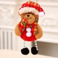 Christmas bear plush pendant with red green tartan scarf and silver bead chain legs - Bear Style