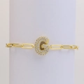 18k gold plated paperclip chain bracelet with a pavé diamond encrusted letter G charm - Letter G