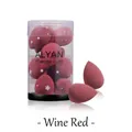 Wine red beauty blender set with 10 sponge puffs and festive snowflake pattern - 10 Pcs/Jar - Wine Red (07)