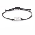 Bracelet tressé noir fait main avec breloque carrée en métal évidée motif papillon - Style Papillon Argenté (Papillon Acier)