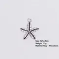 Detailed view of starfish pendant with white crystals and dimensions 1.8x2.1cm - Style 2 Sea Star / Silver