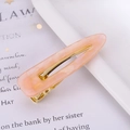 Elegant pink marble resin hair clip with gold metal base for women's hair styling - Acrylic Pink Marble Waterdrop