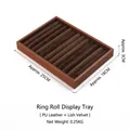 Brown PU leather jewelry display tray with velvet slots for rings and bracelets - Full Ring Slot Tray (Coffee Velvet)