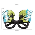 Halloween glitter skeleton decorative party glasses in neon green and blue colors - Green Skull Decorative Glasses
