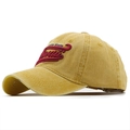 Gorra de béisbol de algodón amarillo con bordado rojo Hawaii y visera curva - Ajustable / Amarillo