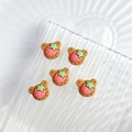 Brown resin bear strawberry cookies DIY charms for hair clips and phone case decor - 11mm / Bear Strawberry