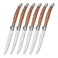 Set di sei coltelli da bistecca in acciaio inox con manici ergonomici in legno - Set di 6 coltelli da tavola
