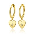 Eleganti orecchini a cuore in argento S925 dorato con diamante a stella scintillante - Cuore / Oro