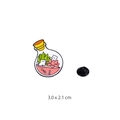 Enamel pin featuring two white kittens with pink succulents in a glass bottle - No.2 Bottle Cat