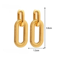 Orecchini a rettangolo a U in acciaio inossidabile placcato oro 18K con texture a coste - Doppio Anello in Acciaio Inossidabile (22301)