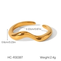 Detail view of wave-shaped golden open ring with dimensions 0.6cm height and 2.4g weight - Wave Style (HC-R30387) / Gold