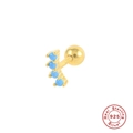 S925 sterling silver gold-plated piercing stud with four blue turquoise stones - Gold - Synthetic Turquoise