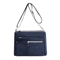 Women nylon crossbody shoulder bag, dark blue casual waterproof handbag with multi pockets. - Sapphire Blue
