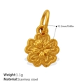 Golden daisy flower pendant in stainless steel with detailed floral dimensions and weight - PJ1977G 3D Flower-Gold