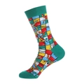 Herren-Socken mit geometrischem Schlangen- und Leitermuster und leuchtend grünen Akzenten - Einheitsgröße / 208-Grün Schlangen und Leitern