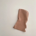 Sciarpa con cappuccio in maglia waffle rosa per bambini con bottoni e paraorecchie - 48-52CM (Consigliato 2-6 Anni) / Rosa