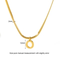 Detail view of 2mm golden snake chain with 12mm letter O pendant in 18K gold plated steel - Style O (DFN148O)