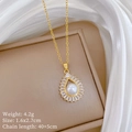 Close-up of teardrop pearl pendant with diamond halo on a golden chain - Water Drop Pearl Necklace (G502)