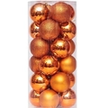 24-teiliges orangefarbenes Weihnachtskugel-Set im Zylinder mit matten und glänzenden Effekten - 8cm/24 Stück pro Eimer / Bronze