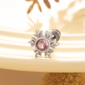 Orecchino a fiocco di neve in argento con zircone rosa e chiusura a vite su sfondo - Rosa (Pezzo singolo)