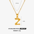 Collier en acier inoxydable doré avec pendentif lettre Z style bambou et ses dimensions - Lettre Z (Or)