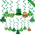 Decoraciones colgantes de San Patricio 14 piezas con trébol, cerveza y sombrero verde - Decoración Colgante de Espirales Irlandesas
