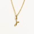 Golden heart necklace featuring a capital letter J pendant on a delicate cable chain - Gold - Letter J