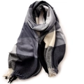 Sciarpa a quadri nero grigio e bianco con frange, morbida sensazione cashmere invernale - 65*180CM / Nuovo Grigio