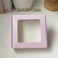 Pink polka dot gift box with clear window for hair accessories measuring 12x12x3cm - Open Window Pink Polka Dot / 12x12x3cm