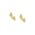Detail of square-cut zircon stud earrings in 925 sterling silver with gold plating - Square Geometric Stud Earrings / Gold