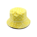 Détail d'un chapeau bob jaune avec motif paisley blanc et coutures précises du bord - M (56-58cm) / Jaune