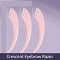 Set of 3 pink crescent eyebrow razors with fish-scale grip and protective metal blade - Crescent Eyebrow Razors 3-Pack
