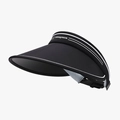 Breathable black PVC sun visor with foldable large brim and sporty white stripes - Adjustable / Black