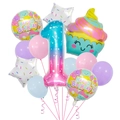Detail of macaron color balloon set with gradient number 1 and ice cream patterns - Ice Cream Set 1