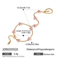 Pulsera con dijes de mariposa rosa en cadena de acero inoxidable dorado - Pulsera de Acero Inoxidable Mariposa Rosa (JDB0205028)