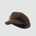 Classic dark brown checkered newsboy cap for women in vintage wool-like texture - One Size / OR Round Label-Brown