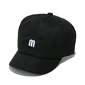 Detailed embroidery of white letter m on a black short brim cotton baseball cap - M (56-58cm) / Black
