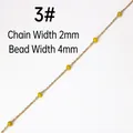 Detalle de cadena de acero dorado de 2mm con cuentas amarillas de 4mm para joyería - 3# Cadena de Cuentas Amarillas / Por Metro